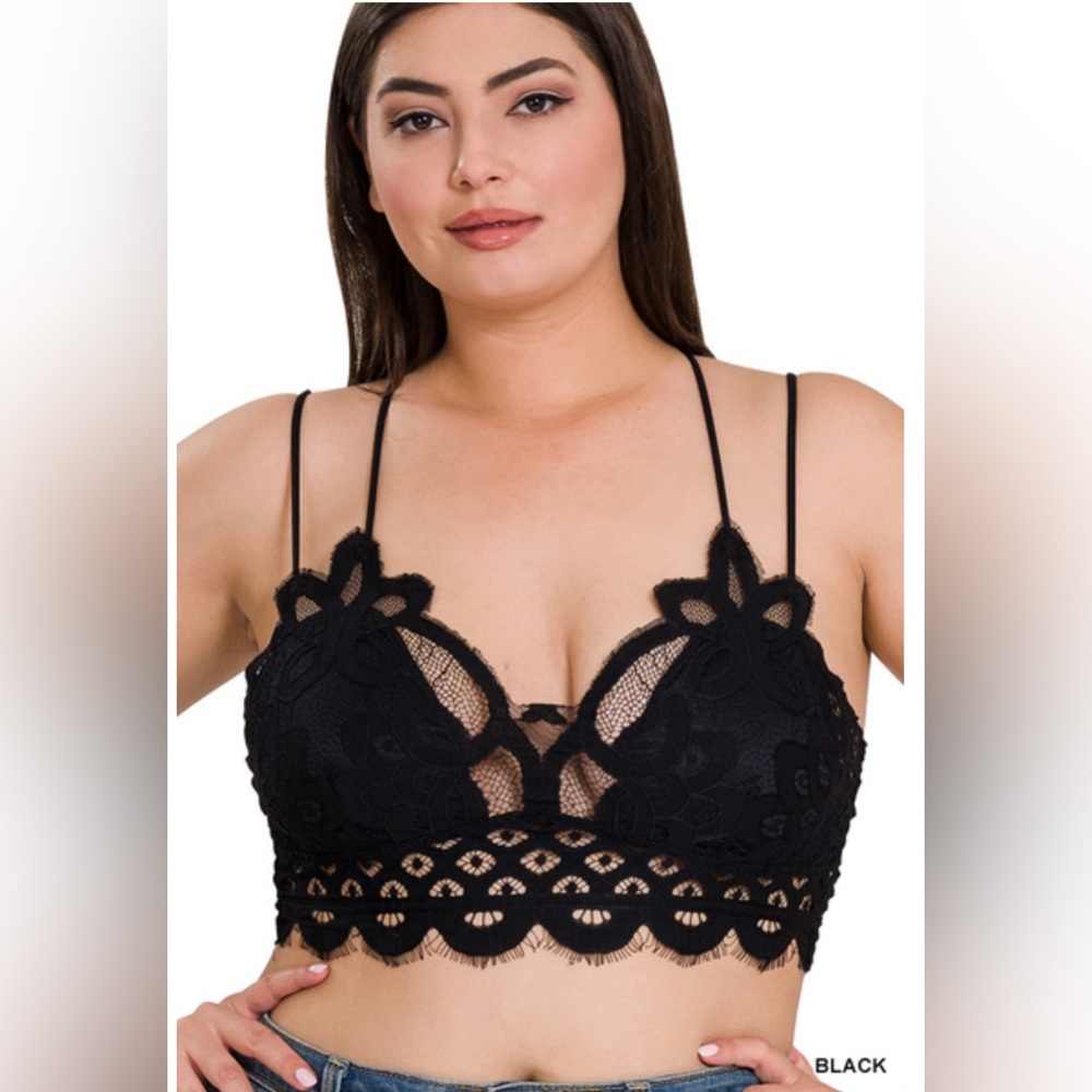 ZENANA PLUS CROCHET LACE BRALETTE WITH BRA PADS women 2X